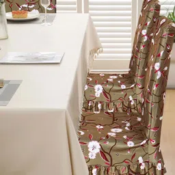 LooMantha Brown & Red 6 Pieces Floral Printed Stretchable Chair Covers image 5