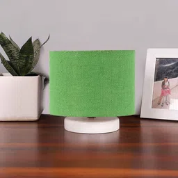 new era Green Jute Table Lamp with White wood base -34 image 2