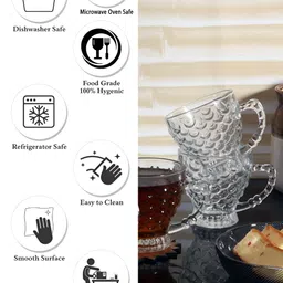 Aura Transparent Textured Glass Transparent Cups Set of Cups and Mugs image 4
