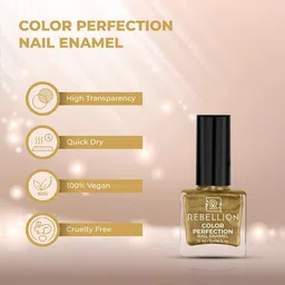 Rebellion Cosmetics Color Perfection Nail Enamel-12ml-Caring Gold RM 05 image 2