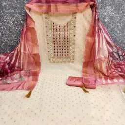 LeeliPeeri Designer Embroidered Unstitched Dress Material image 2