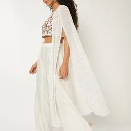 max Women Floral Embroidered Regular Beads and Stones Top with Palazzos & With Dupatta image 5