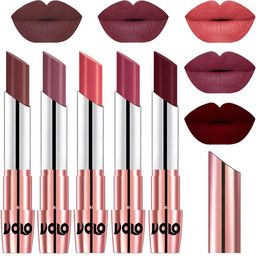 VOLO Set Of 5 Creme Matte Lipstick-Coffee 34-Plum 36-Dark Peach 37-Rose Pink 38-Maroon 42-picture-6