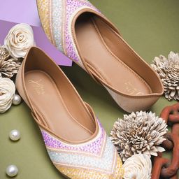 JM Looks Shimmery Embroidered Ethnic Slip-On Mojaris For Girls & Women-picture-42