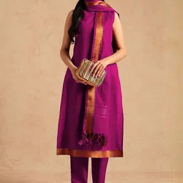 Anouk Women Regular Pure Cotton Kurta with Trousers & With Dupatta image 2