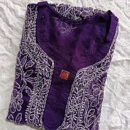 adab chikan handicraft Women Chikan Embroidery Georgette A-line Kurta image 4