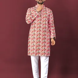 krijet Men Printed, Embellished, Floral Print, Striped Viscose Rayon Straight Kurta-picture-43