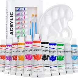 Acrylic Paint Tube Set 12 Colors 12ml Perfect for Canvas, Wood, Fabric, Leather Acrylic Medium-image-6