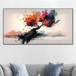 nestroots White & Orange Dynamic Tree Canvas Framed Painting Wall Art-image-8