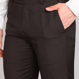 raymond Men Slim Fit Brown Polyester Trousers image 5
