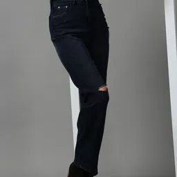 SHOWOFF Women Navy Blue Wide Leg Stretchable Jeans-image-22