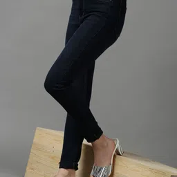 SHOWOFF Women Navy Blue Slim Fit Stretchable Jeans-image-81