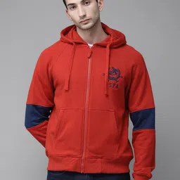 u.s. polo assn. U S Polo Assn Men Red Hooded Sweatshirt-picture-11