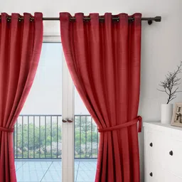 SWAYAM Maroon Single Blackout Door Curtain image 1
