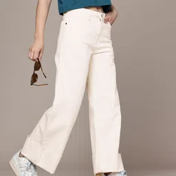 The Roadster Life Co. Women Pure Cotton Wide Leg High-Rise Jeans-image-22