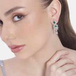 Estele Rhodium-Plated CZ Contemporary Drop Earrings-picture-41