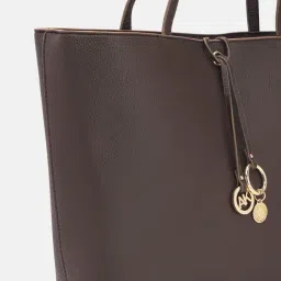 Anne Klein Espresso Solid Tote Handbag with Pouch image 4