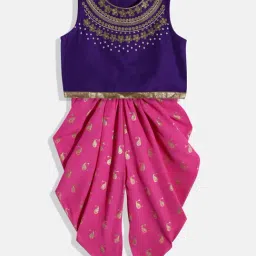 TWISHA Kids Purple & Pink Embellished Top with Dhoti-picture-19