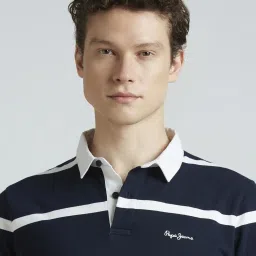 Pepe Jeans Navy Cotton Regular Fit Striped Sweatshirt image 5