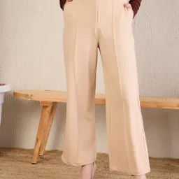 Magre Beige Solid Trousers-picture-16