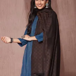 Fabindia Brown Wool Regular Fit Woven Stole-image-59