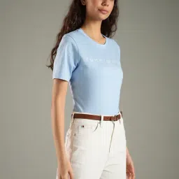 TOMMY HILFIGER Vessel Blue Logo Regular Fit Cotton T-Shirt image 4