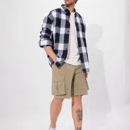 The Souled Store Beige Blended Regular fit Shorts image 5