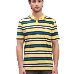 ColorPlus Yellow Comfort Fit Polo Striped T-Shirt-picture-36