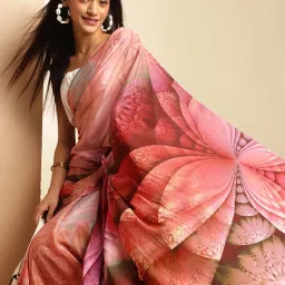 navyasa by liva Multicolor Printed Saree With Unstitched Blouse image 5