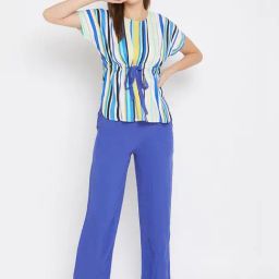 The Kaftan Company Multicolor Striped Top With Pyjamas-picture-25