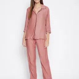 Clovia Pink Shirt With Pyjamas-picture-28