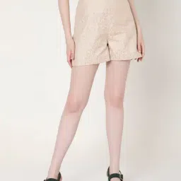 Vero Moda Beige Self Design Shorts-image-98
