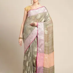 Banarasi Silk Works Grey Woven Saree with Blouse-image-45