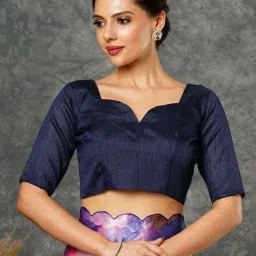 Satrani Multicolored Floral Print Saree With Unstitched Blouse image 5