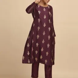 Folksong By W Purple Cotton Woven Pattern A Line Kurta-image-95