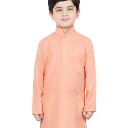 SG Yuvraj Kids Peach Solid Full Sleeves Kurta-picture-18