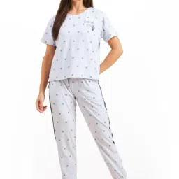 Sweet Dreams White & Grey Striped T-Shirt Joggers Set-image-96
