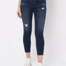 Vero Moda Dark Blue Distressed Skinny Fit Mid Rise Jeans-picture-20