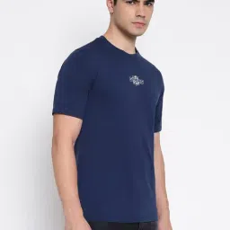 Guess Glean Mid Organic Stretch Silk Blue Solid Round Neck Slim Fit T-Shirt image 3