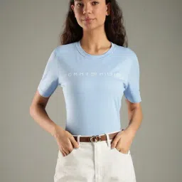 TOMMY HILFIGER Vessel Blue Logo Regular Fit Cotton T-Shirt image 1