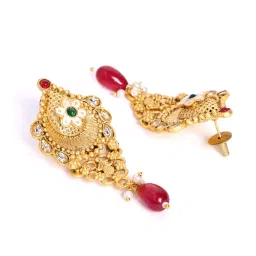 Panash Gold Plated Stone Studded & Beaded Jewellery Set image 5