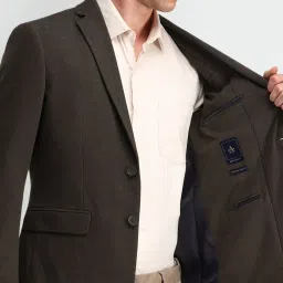 Arrow Dark Brown Slim Fit Self Pattern Blazer image 5
