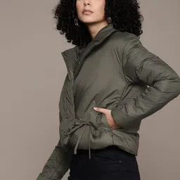 The Roadster Lifestyle Co. Solid Front-Open Padded Jacket image 4