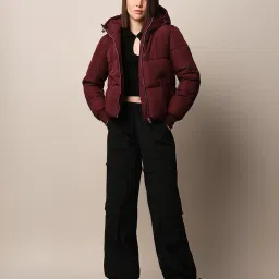 Only Maroon Regular Fit Puffer Jacket image 5