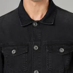 Sf Jeans By Pantaloons Black Cotton Regular Fit Denim Jacket image 5