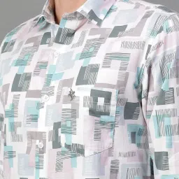 Cantabil White Cotton Regular Fit Printed Shirt image 5