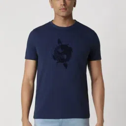 Van Heusen Navy Regular Fit Printed T-Shirt-picture-21