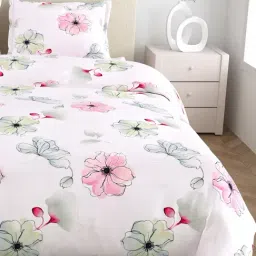 Haus & Kinder Multicolor 100% Cotton Floral 300 TC Soft King Flat Bedsheet with 2 Pillow Covers image 2
