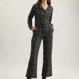 Elle Grey Cotton Chequered Blazer image 5