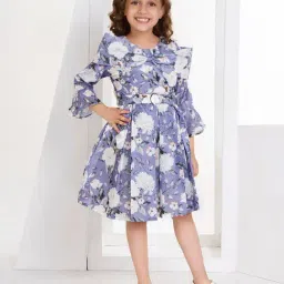 Peppermint Girls Purple Floral Print Dress-picture-44